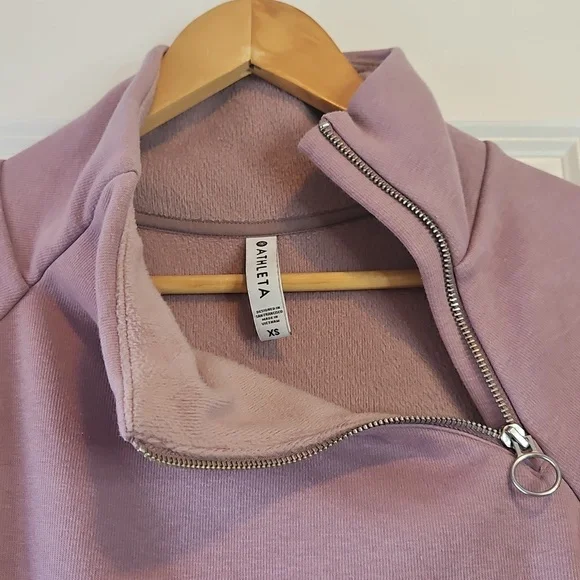 ATHLETA Cozy Karma Asym Pullover DOGWOOD Mauve Sweatshirt XS - Picture 5 of 6